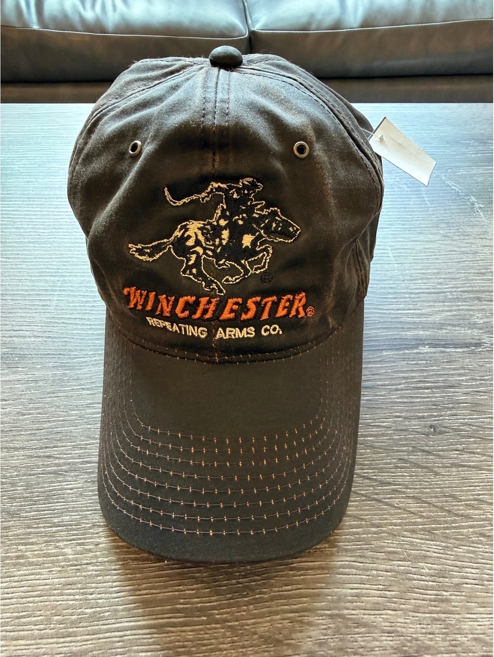 Winchester Repeating Arms Co Black Distressed Baseball Cap Hat Outdoor Cap NWT